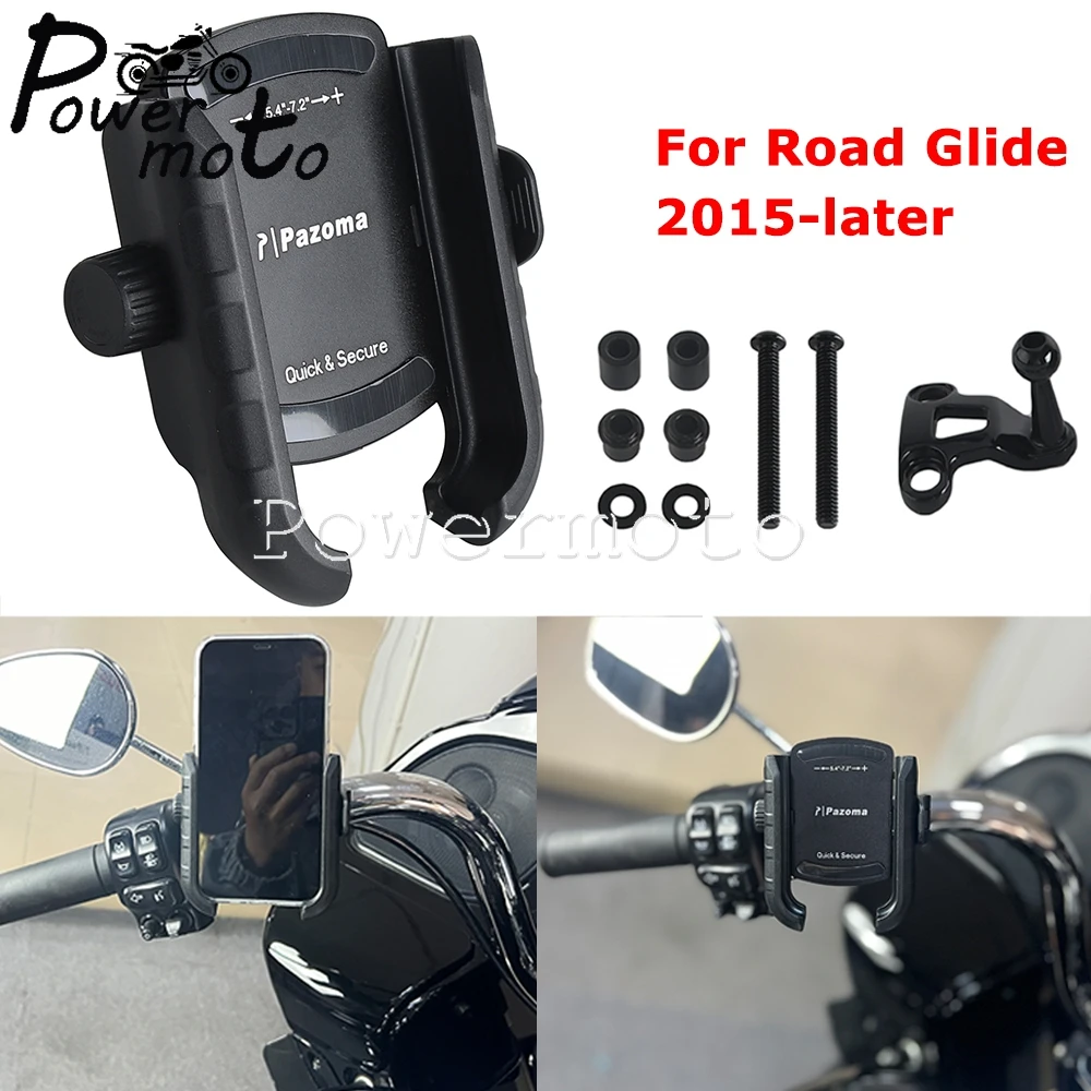 360° View Universal Motorcycle Phone Holder For 5.4-7.2inch Mobile Phone Stand Bracket For Harley Touring Road Glide 2015-later