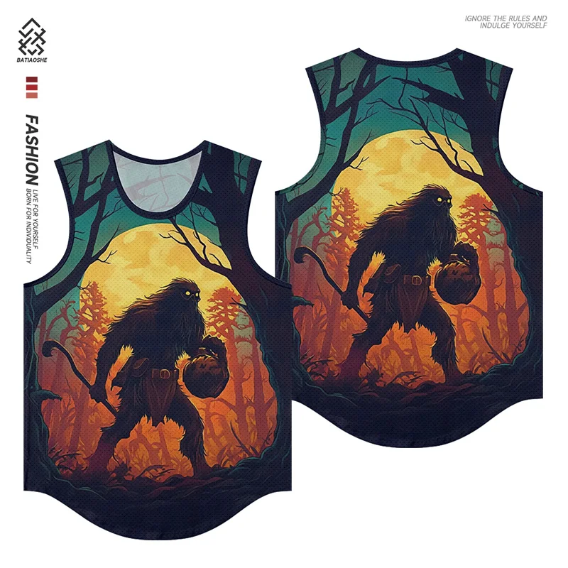 

Men's Fashion Sleeveless Trendy Bottom Shirt Primitive Hunting Printed Adult Tops Outdoor Sports Quick Dry Tank Top