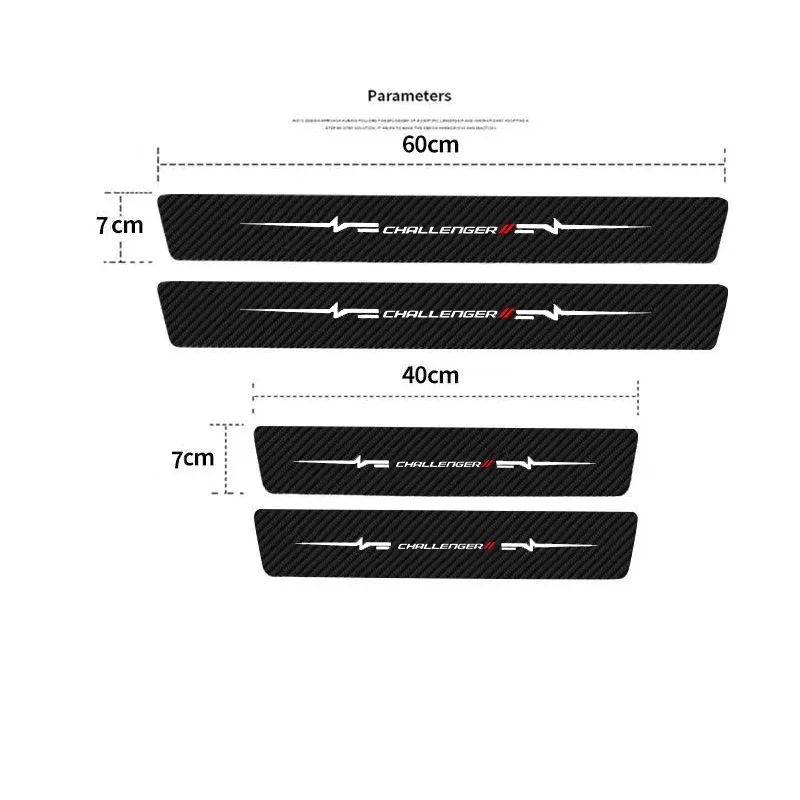 for Dodge Challenger Logo Car Door Sill Trim Anti Kick Guards Pedal Stickers Trunk Threshold Protective Decals Stickers