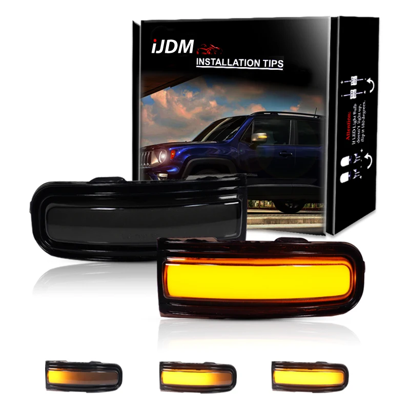 

2pcs For Jeep Renegade Flash Side View Mirror Amber yellow Sequential Dynamic Turn Signal Lights Blinker Light Assembly 15-2022