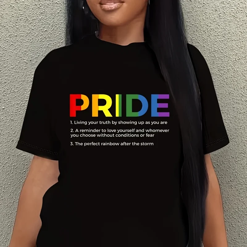 Rainbow Flag Pride Definition Gay Rights Lgbtq+ Pride Women's Plus Size T-Shirt 100% Cotton 220g