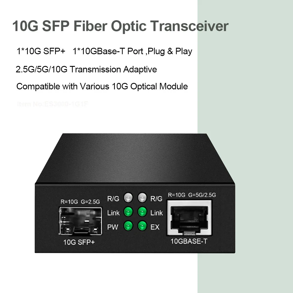High Power 10G RJ45 Optical Fiber PoE Transceiver 30W/60W/90W Long Distance Transmission for Compatible Media Converter