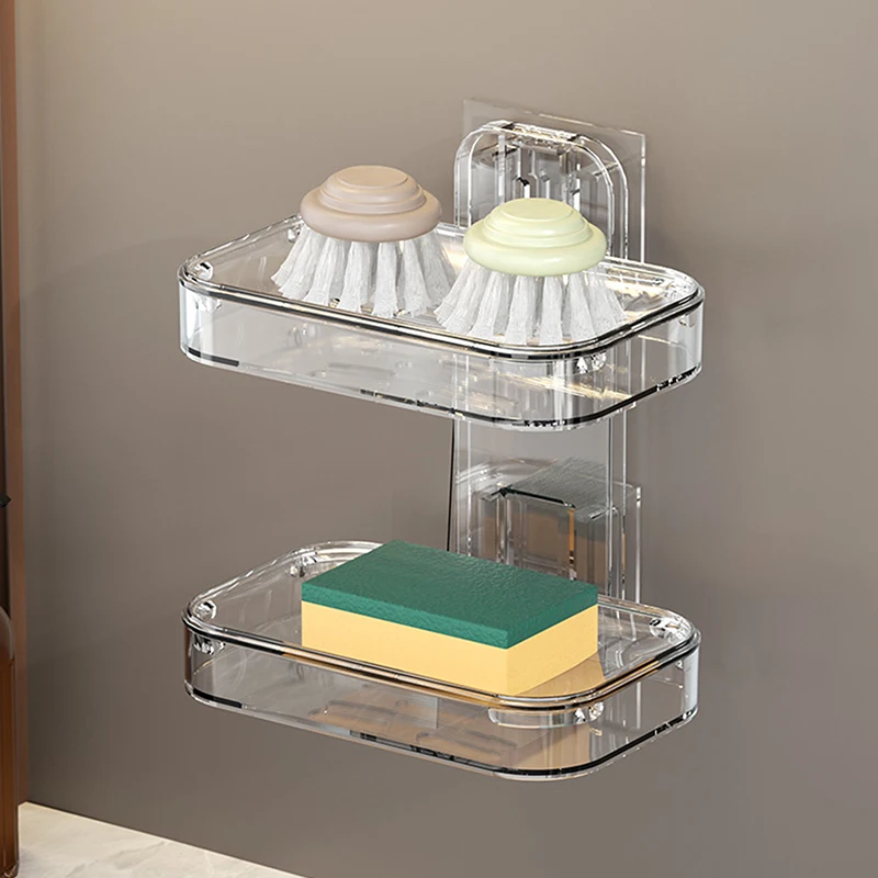 Wall Mounted Soap Holder Self Adhesive Soap Rack Bathroom Soap Dish No Drilling Transparent Acrylic Soap Holder