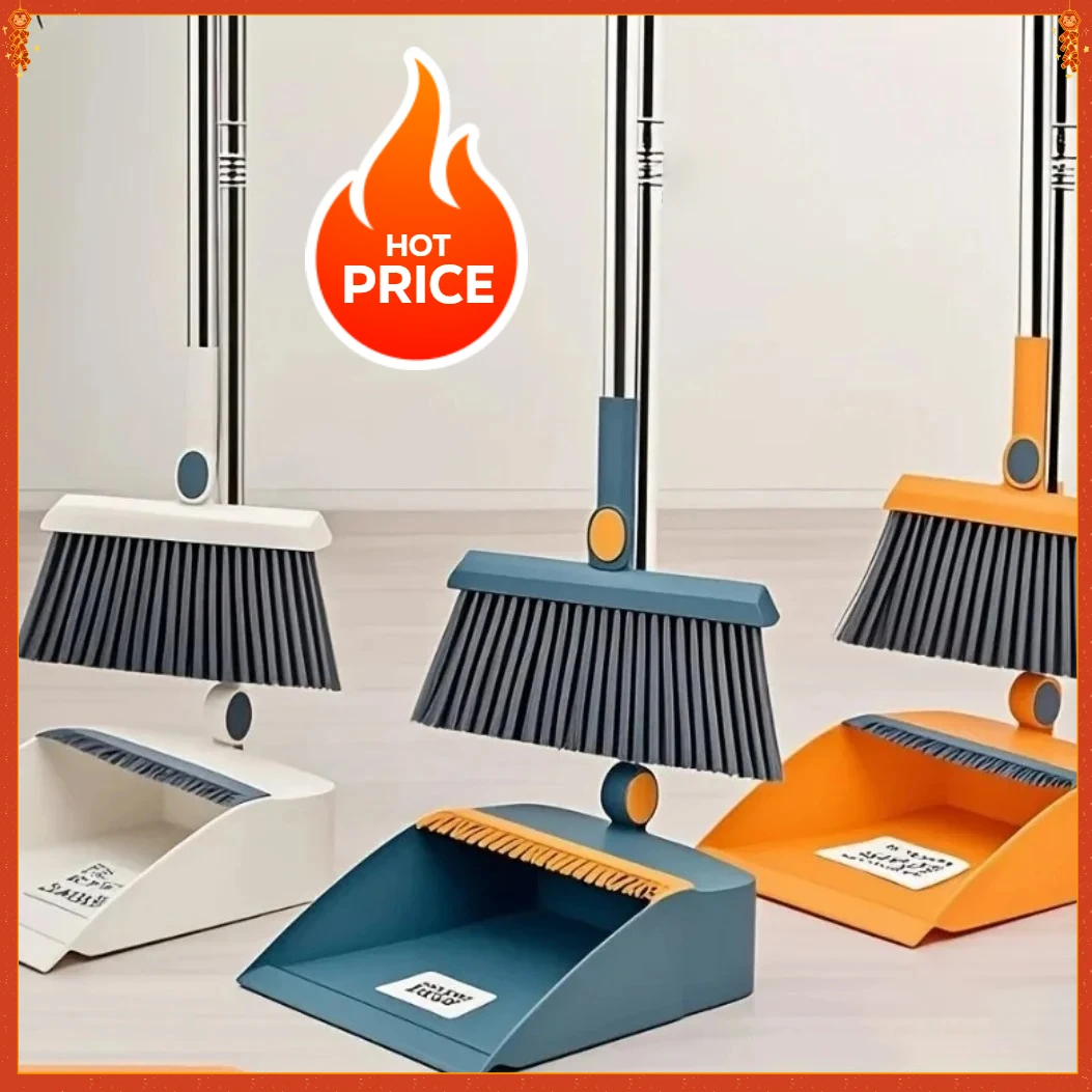 【セール中】3-in-1 回転可能、折りたたみ式磁気ほうきとちりとりクリーニングセット、極厚毛付き、家庭用ペットの毛の除去用