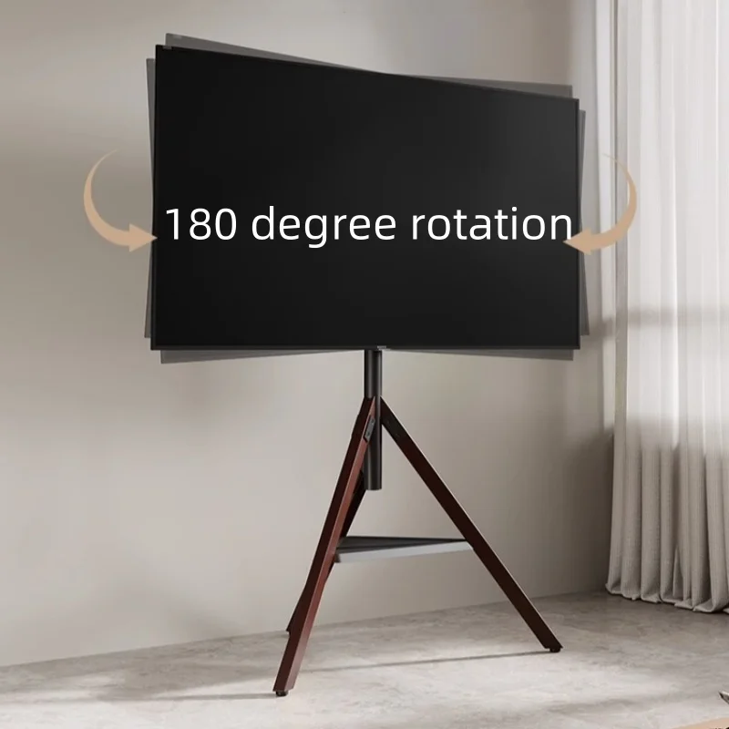 Heavy Duty 32-70 Inch Wooden Tripod TV Stand Swivel Feature Steel Floor TV Stand Bracket for Living Room Office Decoration view 2