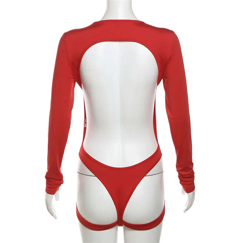 ملابس داخلية نسائية طويلة الأكمام من Doyerl ملابس Y2K ضيقة بدون ظهر بأشرطة ملابس للنوادي الليلية بدلة قطعة واحدة مثيرة للجسم للسيدات #6