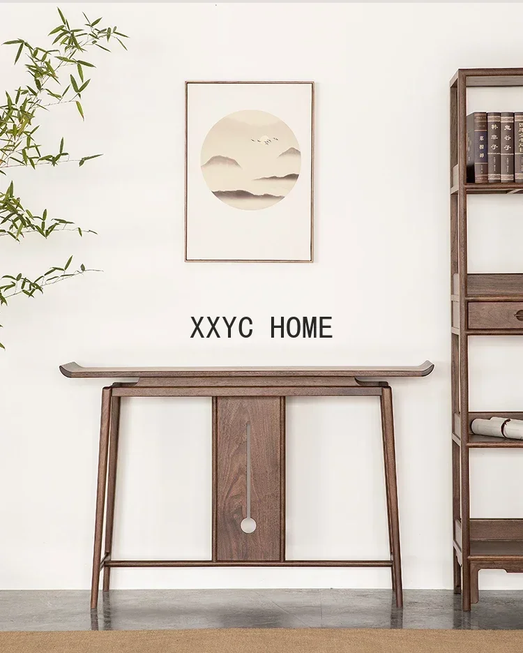 

New Chinese Style Solid Wood a Long Narrow Table Console Black Walnut Living Room Table Side Table