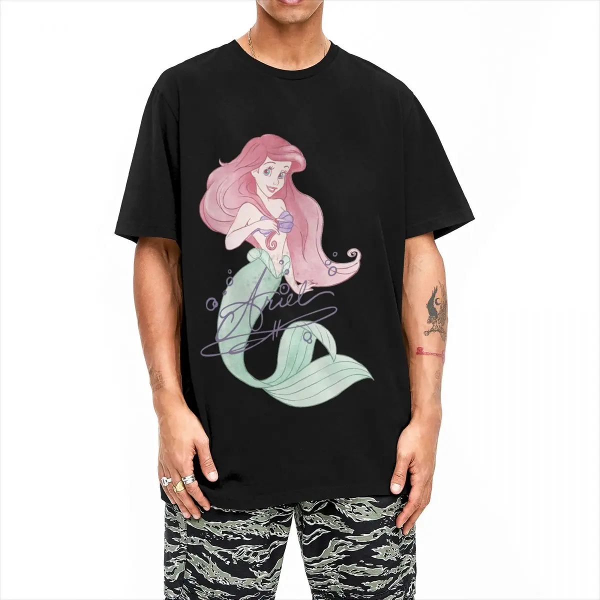 Men Women Signed Ariel Little Mermaid T Shirt 100% Cotton Clothing Novelty Short Sleeve O Neck Tees Plus Size T-Shirts