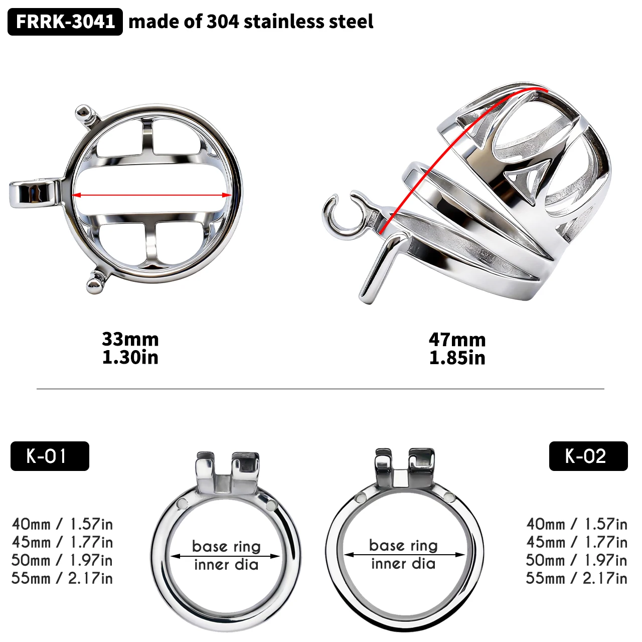 FRRK Full Hollow Stainless Steel Male Chastity Cage Cock Lock Penis Rings 정조대 Abstinence Restrain Device Sex Toys Femboys 18 - view 2
