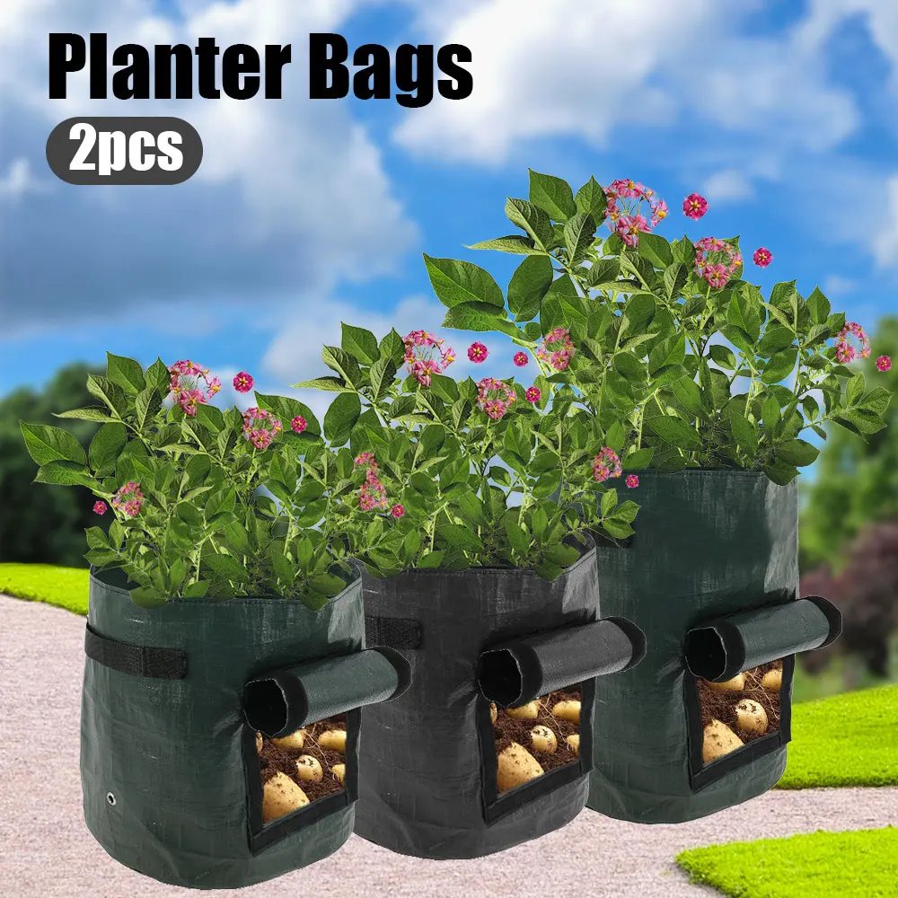 

2/4 Pack 10 Gallon Potato Grow Bags, Garden Planting Bag with Reinforced Handle for Tomato, Vegetable and Fruits