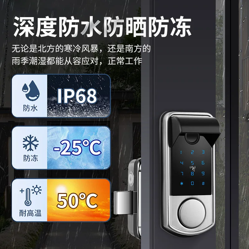 Old-fashioned Door Iron Door Smart Lock Bull Head Lock All-through Fingerprint Lock Anti-theft Door Household