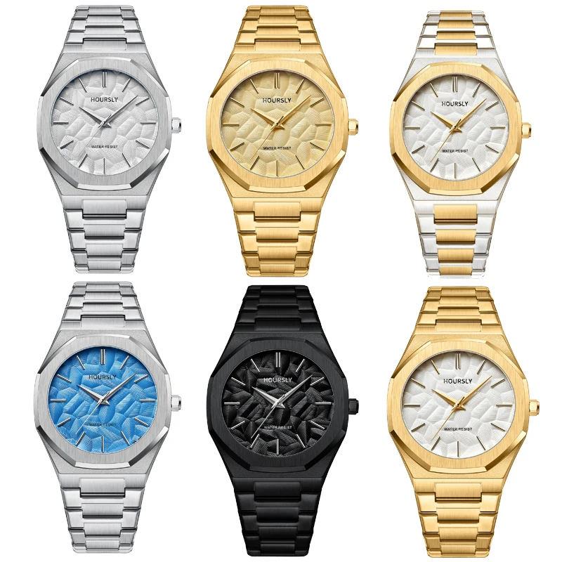 Light Luxury Men's Quartz Watch Featuring Elegant Embossed Leaf Pattern Water Resistant Durable Business Wristwatch Perfect Boy