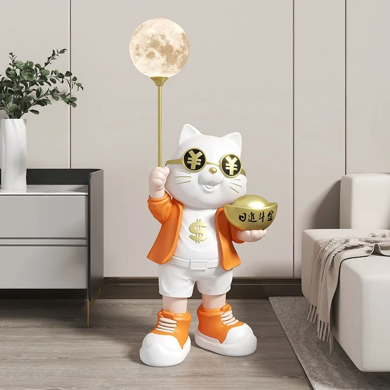 Home Decor Fortune Cat Ornament Living Room Bedroom Large Floor Lunar Lights