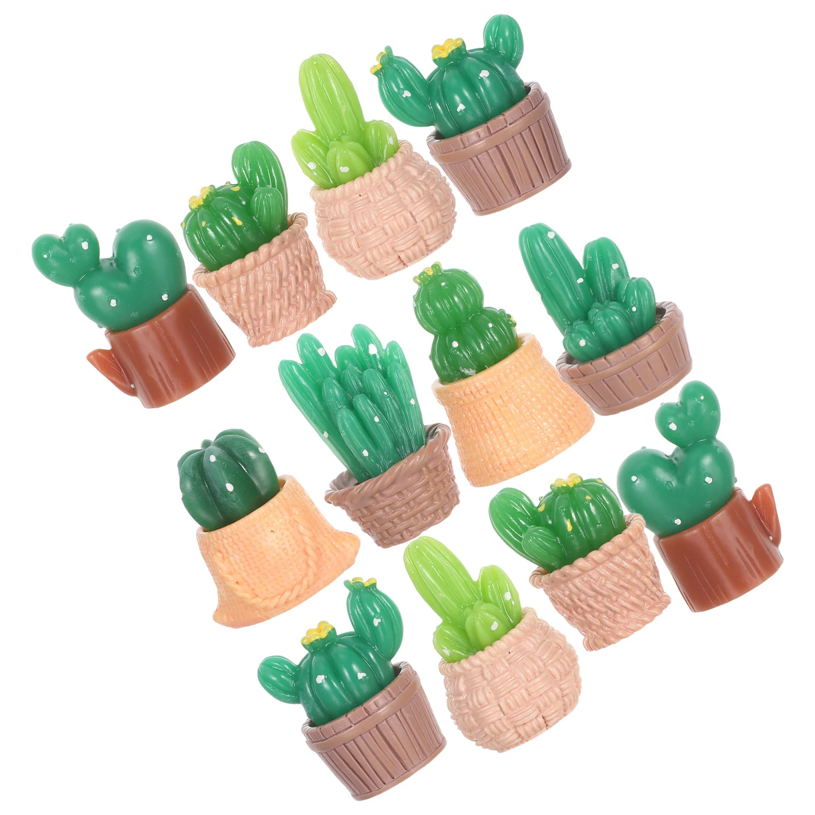

16Pcs Mini Cactus Decor: Tropical Resin Potted Plants for Desk Shelf Party Centerpiece Artificial Succulents Home Office