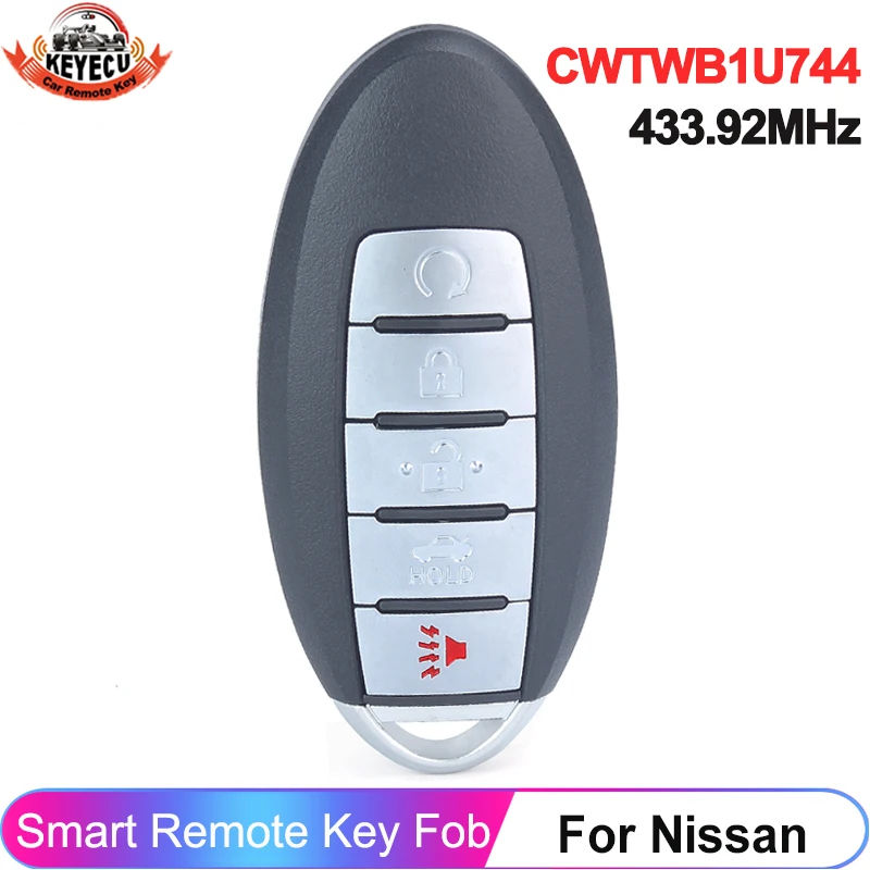 KEYECU 5 Buttons CWTWB1U744 433MHz For Nissan Patrol Armada Infiniti QX80 2014 2015 2016 2017 2018 Smart Remote Car Key Fob