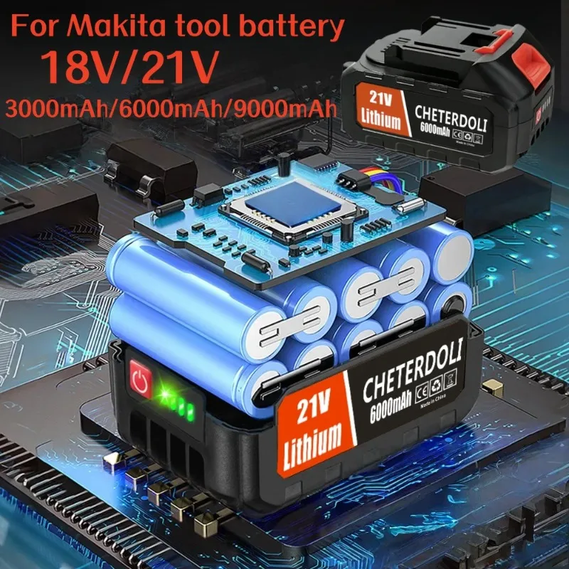 

Rechargeable Lithium Ion Battery 18V/21V 6000mAh for Makita Power Tools 18V B Series Angle Grinder Electric Saw Impact Wrench.