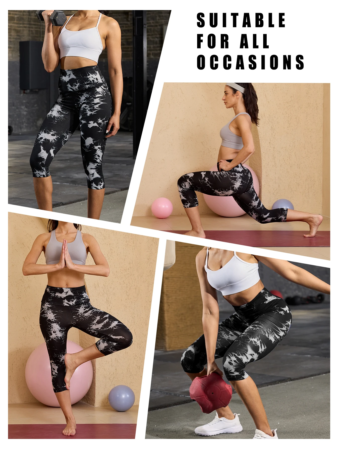 ผู้หญิงเอวสูงกางเกงคาปรี Super Soft Tummy Control ไม่ดูผ่านออกกําลังกายโยคะวิ่งกีฬา Push Up GYM Leggings