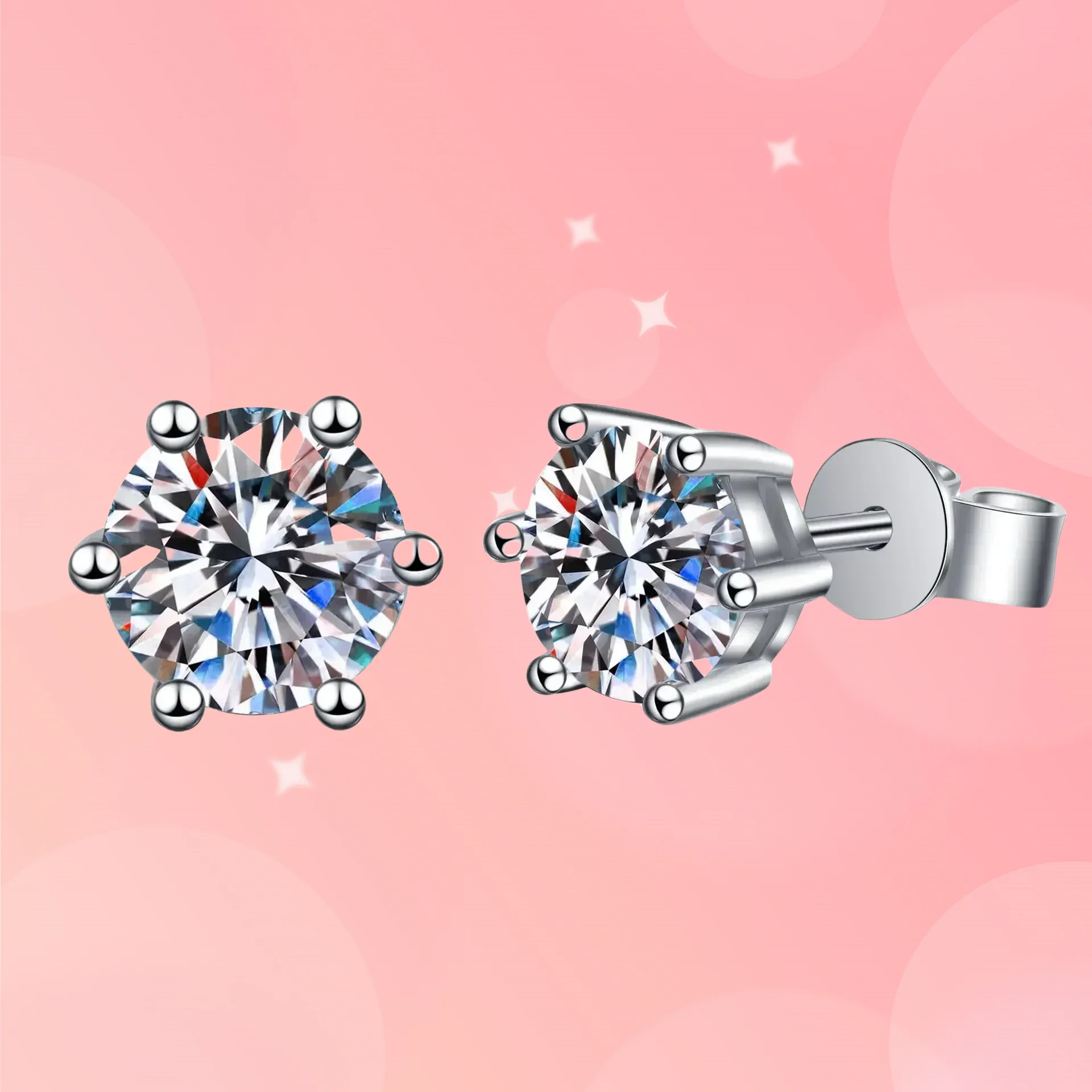 

Gift New Moissanite Earrings Screw Stud Sterling Silver D VVS1 Lab Diamond with GRA Classic 6 Claws Round Ear Studs For Women