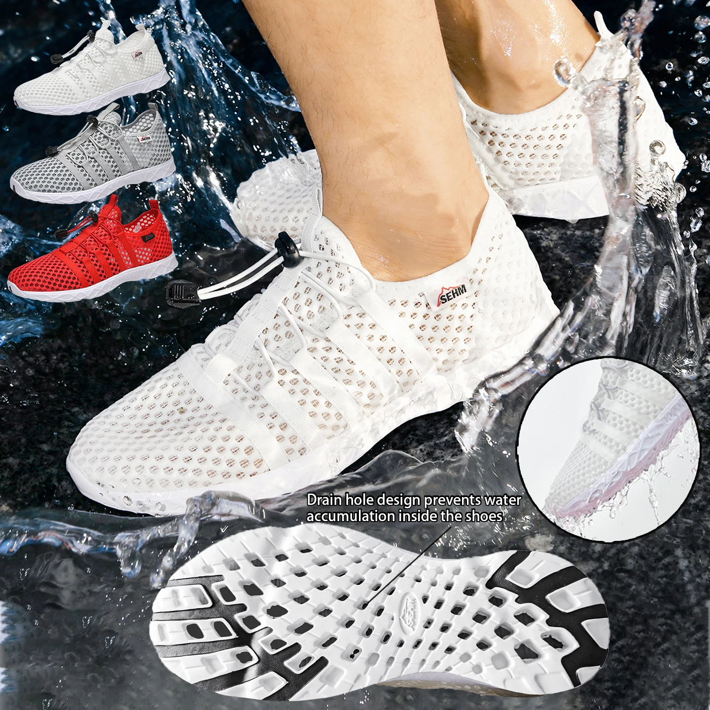 Men's Mesh Breathable Casual Shoes, Outdoor Beach Water Shoes, Lightweight Suixi Shoes