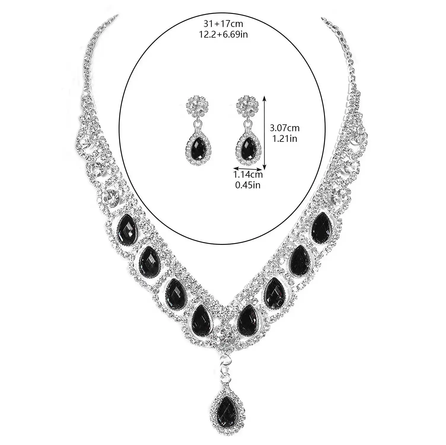 DINGKA Vintage Diamond Waterdrop Pendant Necklace And Earrings Set High-end Luxury Versatile Jewelry Combo Original Design Al...