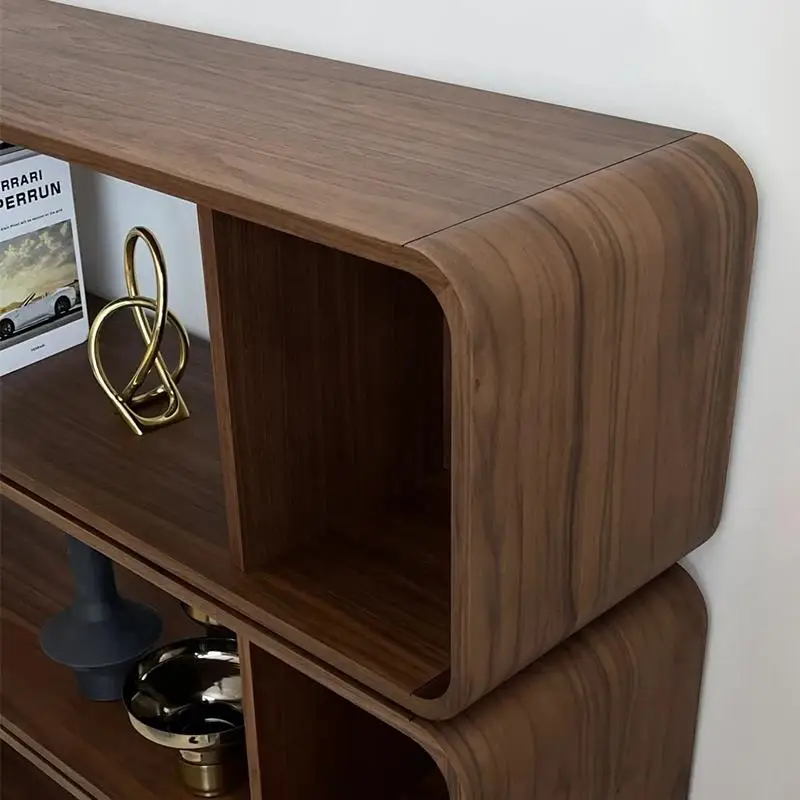 خزانة كتب جديدة من الخشب الصلب على الطراز الصيني ممتدة من الأرض حتى السقف دراسة الجوز الأسود الراقية رف كتب بسيط لغرفة المعيشة متعدد الطبقات