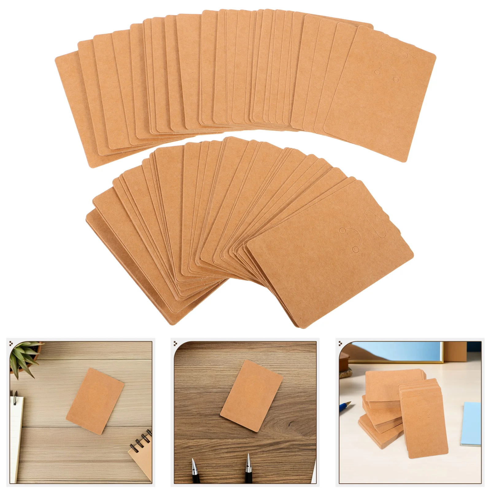 100 قطعة كرافت ورقة المفاتيح عرض بطاقات قوي حامل بطاقة البني لتغليف المجوهرات الأعمال الصغيرة المفاتيح بيع #1