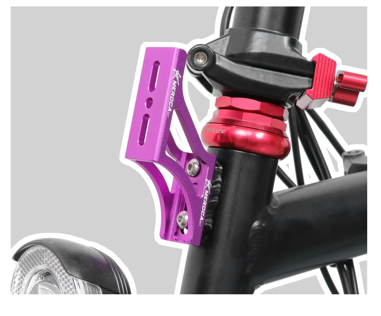 Meroca Faltrad-Fronttasche, erhöhte Basis, Aluminiumlegierung, vorderer Träger, Mount-Adapter, Raiser für Dahon Brompton Winterradfahren – Detail 2