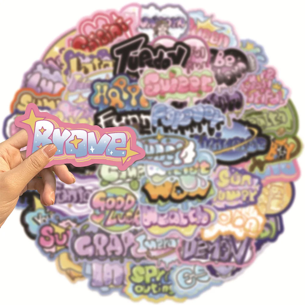 10/30/50PCS Cool Street Graffiti Style Greeting Vocabulary Stickers PVC Decal Gift Waterproof DIY Helmet Skateboard Guitar Phone