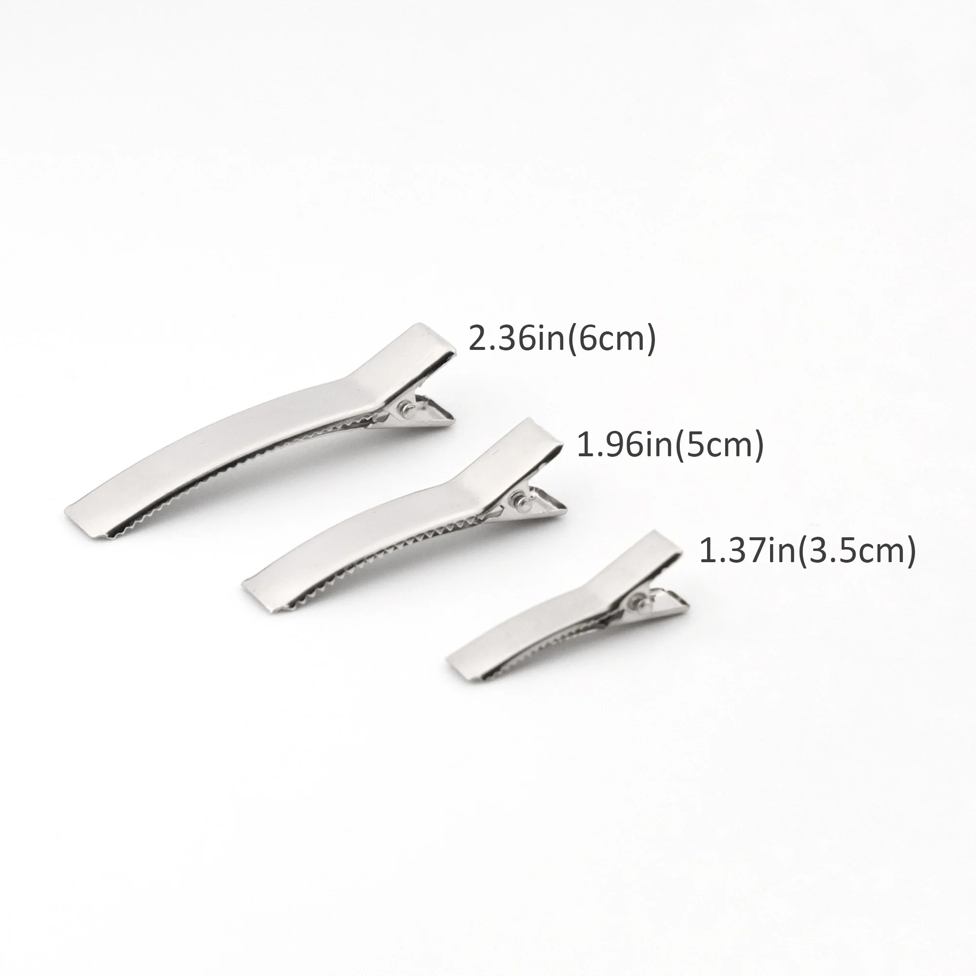 3Size Silver Flat Top Double Prong Hair Clip 25/200Pcs Metal Accessory Suitable for DIY Hair Clips Bangs Clip Salon Barber Shop