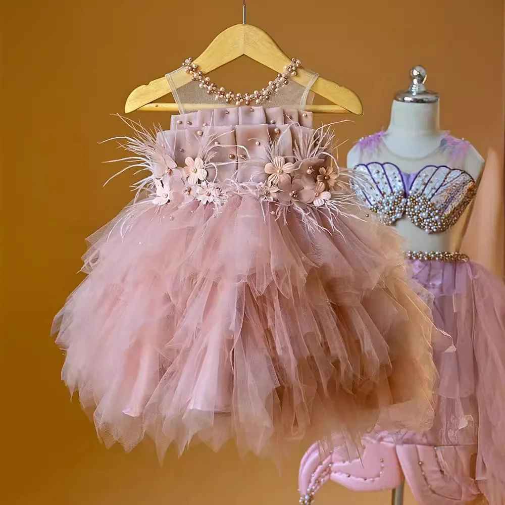Toddler Baby Girl Birthday Princess Dress Shiny Confetti Boho Rainbow Cake Smash Photo Shoot Outfit for 1-6T