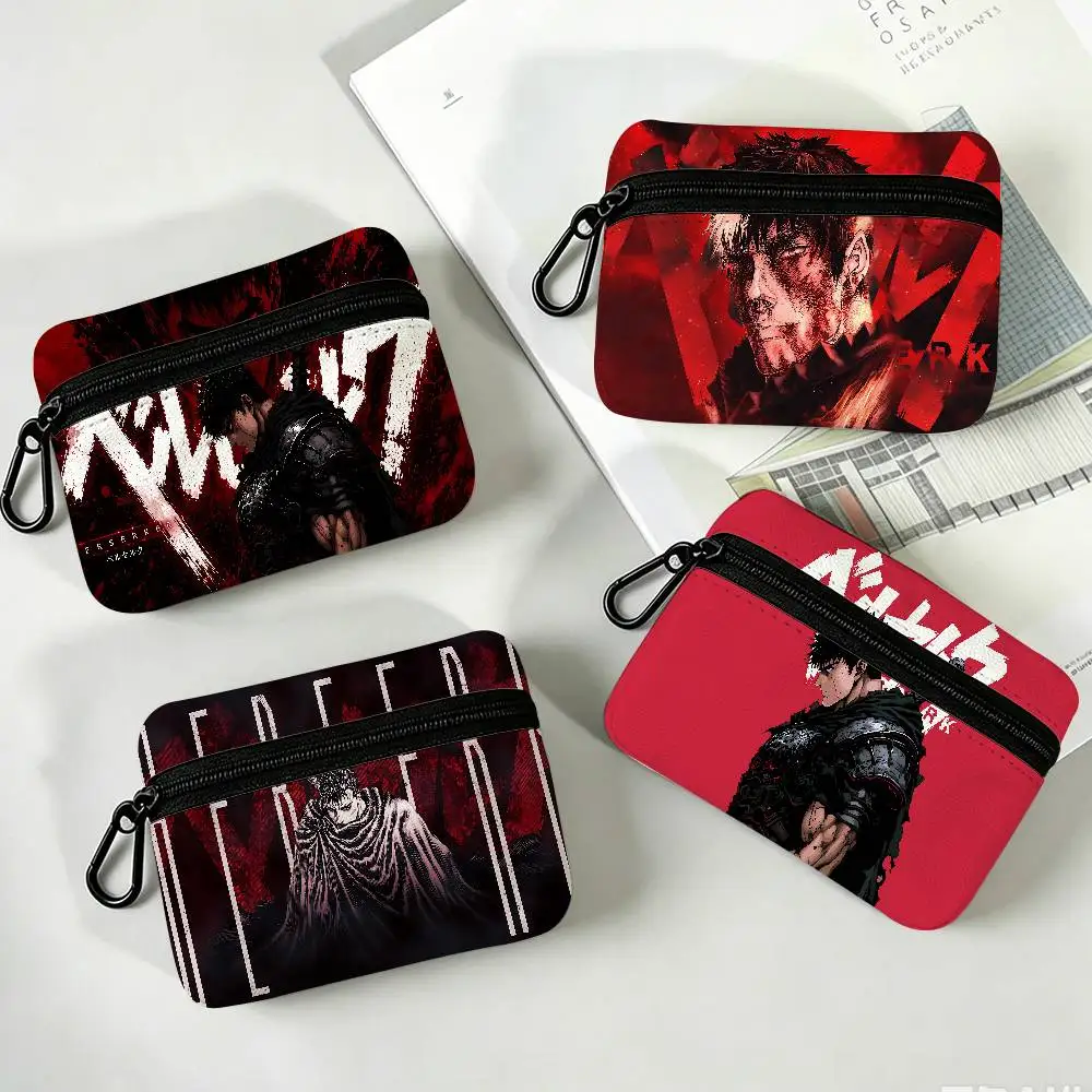 Anime Berserk Portable Oxford Fabric Mini Wallet Carabiner Design Small Coin Bag For Cards Keys Earphones