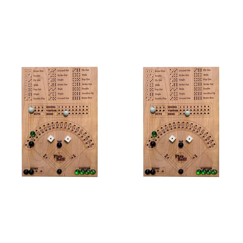 

HJ-2X Baseball Dice Board Game Wooden Dice And Board Game Interactive Double Table Game Fun Sports