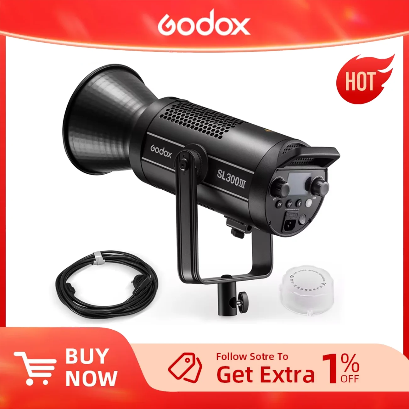 

Godox SL300III SL-300W III LED Video Light 200W Bowens Mount Daylight Balanced 5600K 2.4G Wireless X System Control by Godox APP