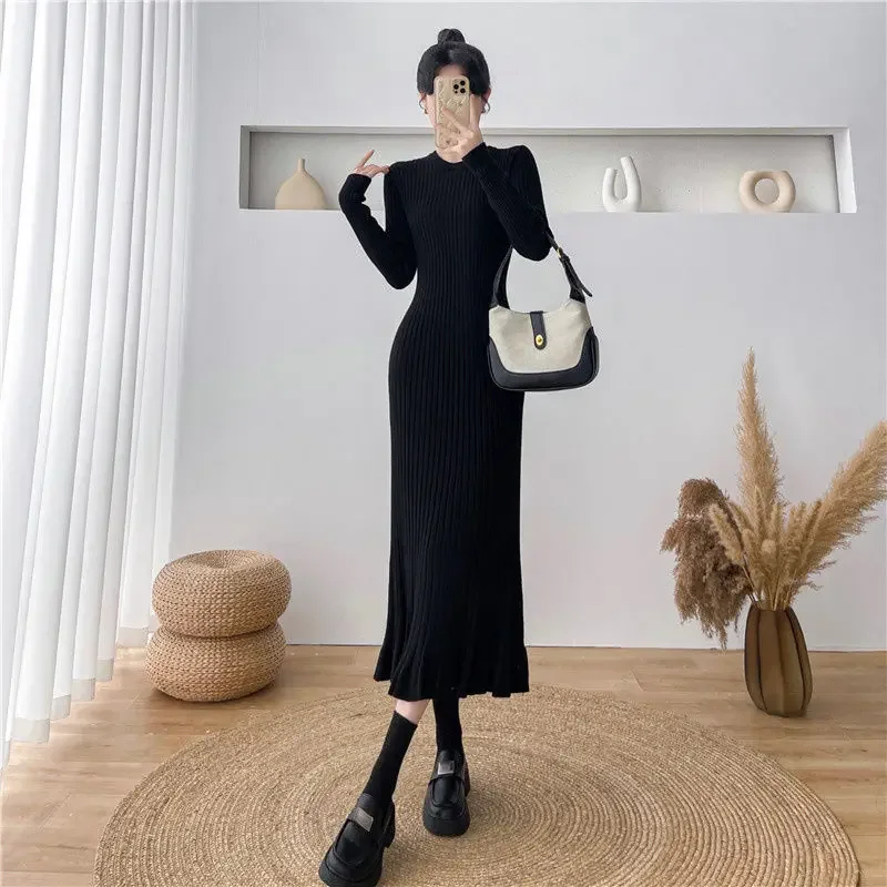 Sukienka damska z dzianiny w stylu koreańskim, obcisła, z efektem rybiego ogona, sukienki szydełkowe dla kobiet, tanie, codzienne, luźne, eleganckie i urocze.