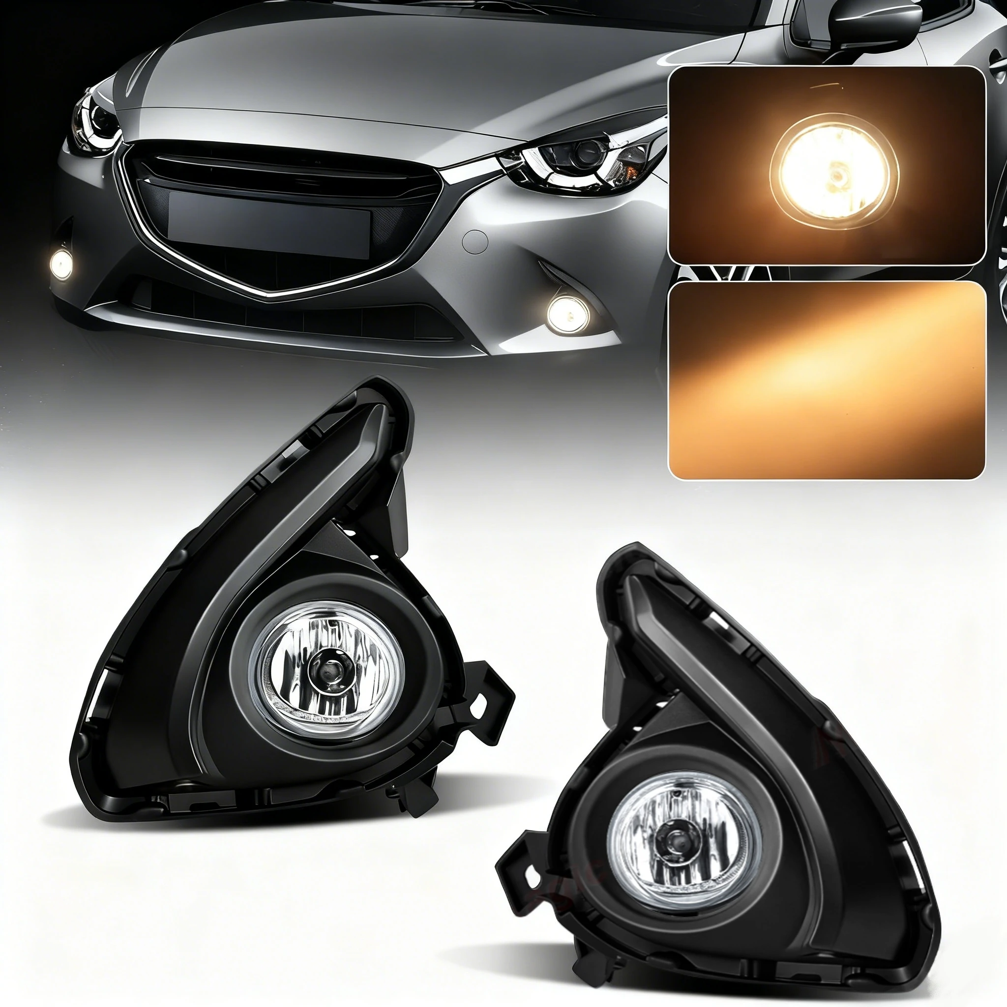 

Fog Light Assembly for Mazda 2 2015 2016 2017 2018 Halogen Front Bumper Fog Lamp with Cover & Harness Kit Car Accessories 12V