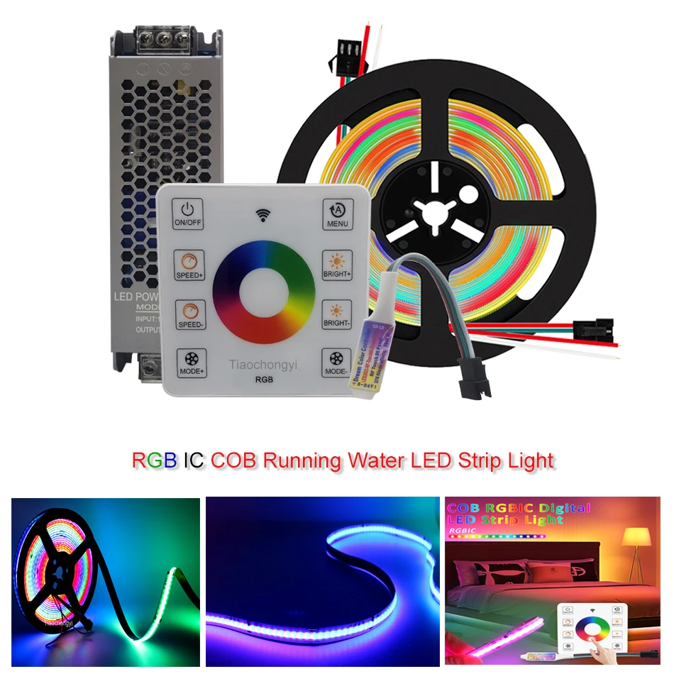 WS2811 RGB IC światło pasek COB LED płynącą wodą 5M 10M 12V DC24V adresowalna lampa dotykowy pilot zdalnego sterowania kolor marzeń wyścigów konnych