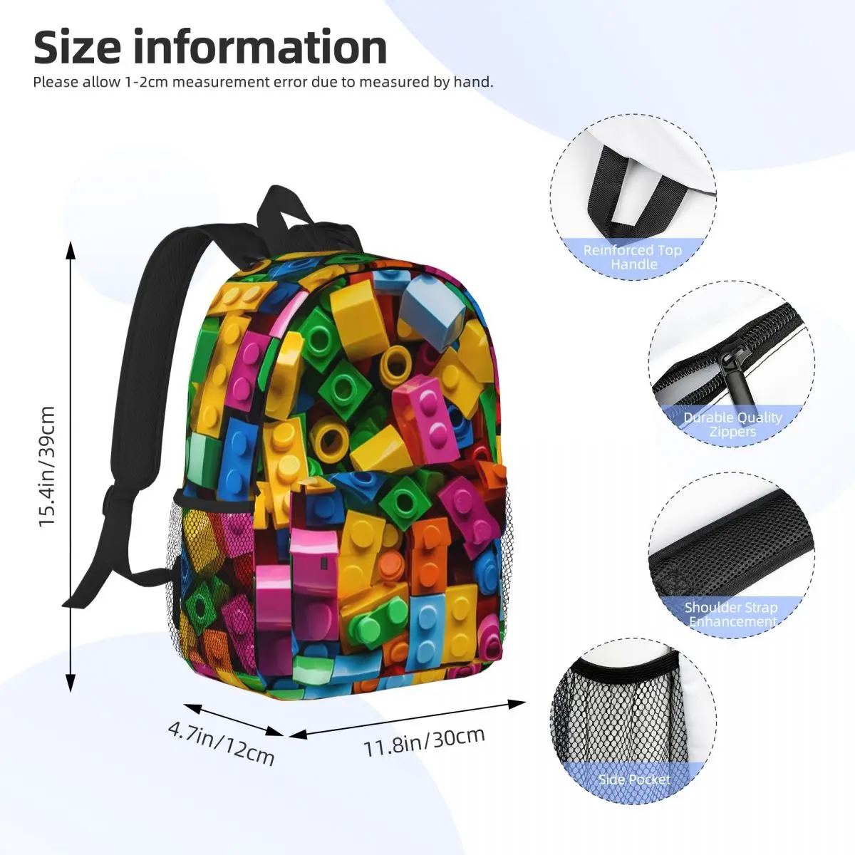 Lego Texture 2 Backpack Student BookBag Children School Bag Laptop Shoulder Bags for Boys Girls