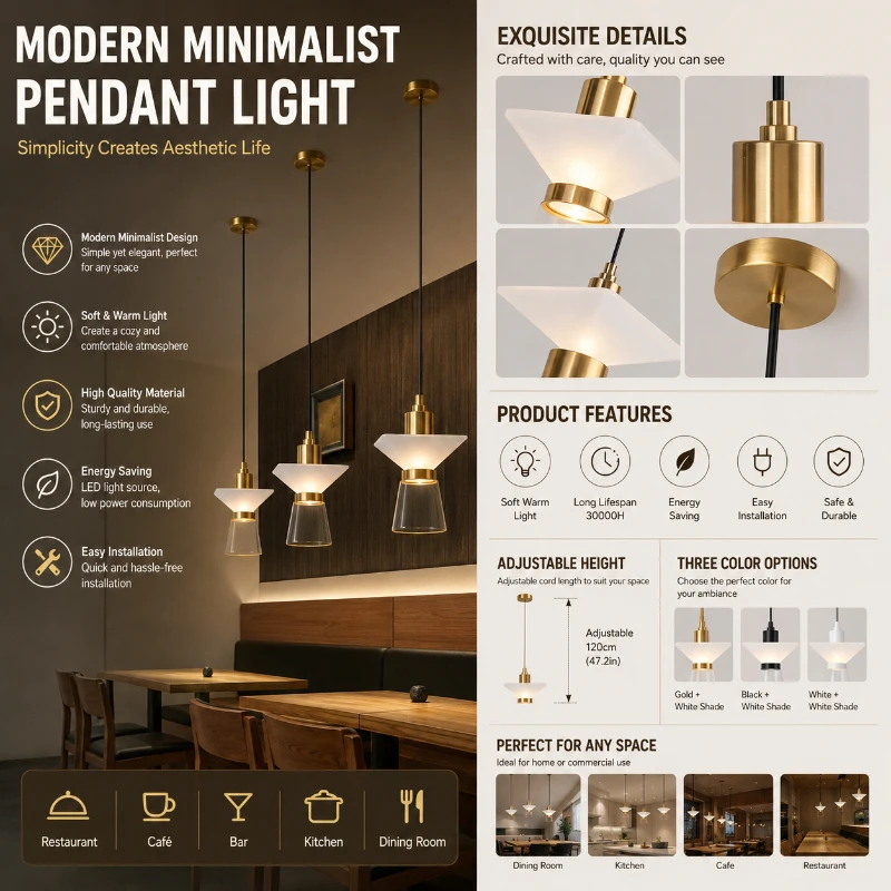 Modern Minimalist Pendant Light Wooden Art Creative Single Head Lamp Restaurant Bar Counter Bedroom Bedside Home Decoration