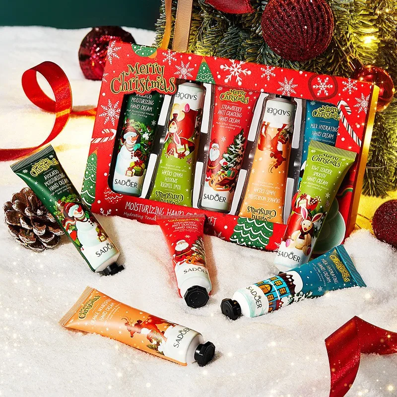 Christmas gift 5/box hand cream set, cream texture, hand cream travel pack, durable moisturizer-30g/piece gift for women