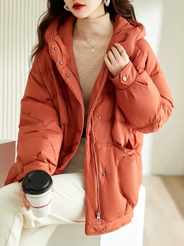 

NYFS 2023 Winter New Korean Jacket For Women Loose Long Sleeve Lightweight Coat Thicken Warm cotton Clothing Down Oversized