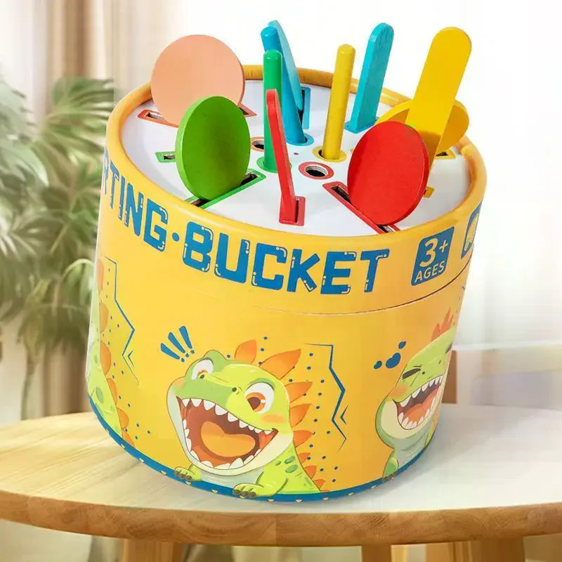 Ensemble de jeu assorti de couleurs et de formes pour enfants, seau de tri en bois, jouet d'apprentissage Montessori, cadeau pour les tout-petits, 1 ensemble