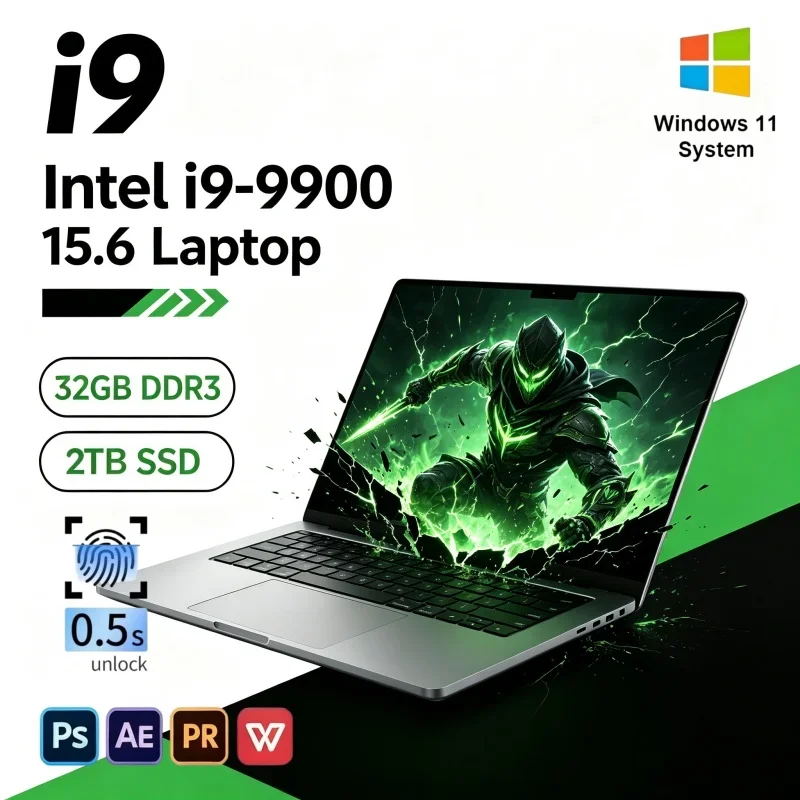 Top Selling 2026 15.6 Inch Premium Notebook Intel i9-9900 120Hz FHD IPS 16/32GB 2TB SSD Win11 Corporate Work Laptop