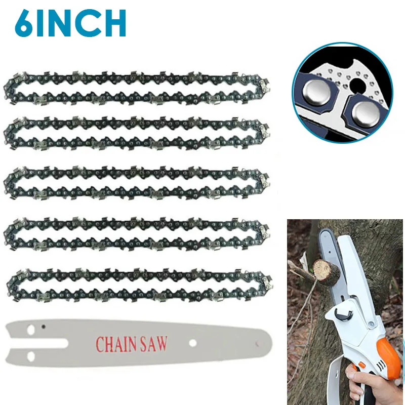 6in Chain Saw 1/4 Chains Blade Electric Chainsaws bar Parts Garden Tools Spares Steel 6in 36,DL,Mini Electric Chainsaws Chain