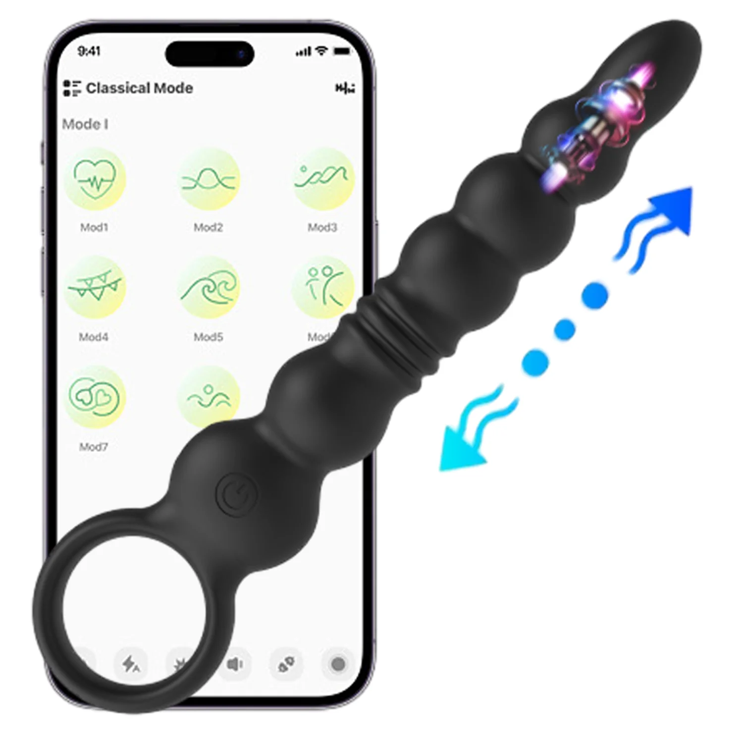 تلسكوبي الشرج الخرز المكونات بعقب هزاز App التحكم Thrusting دسار جهاز تدليك للبروستاتا بوتيسد محفز الجنس لعب للنساء