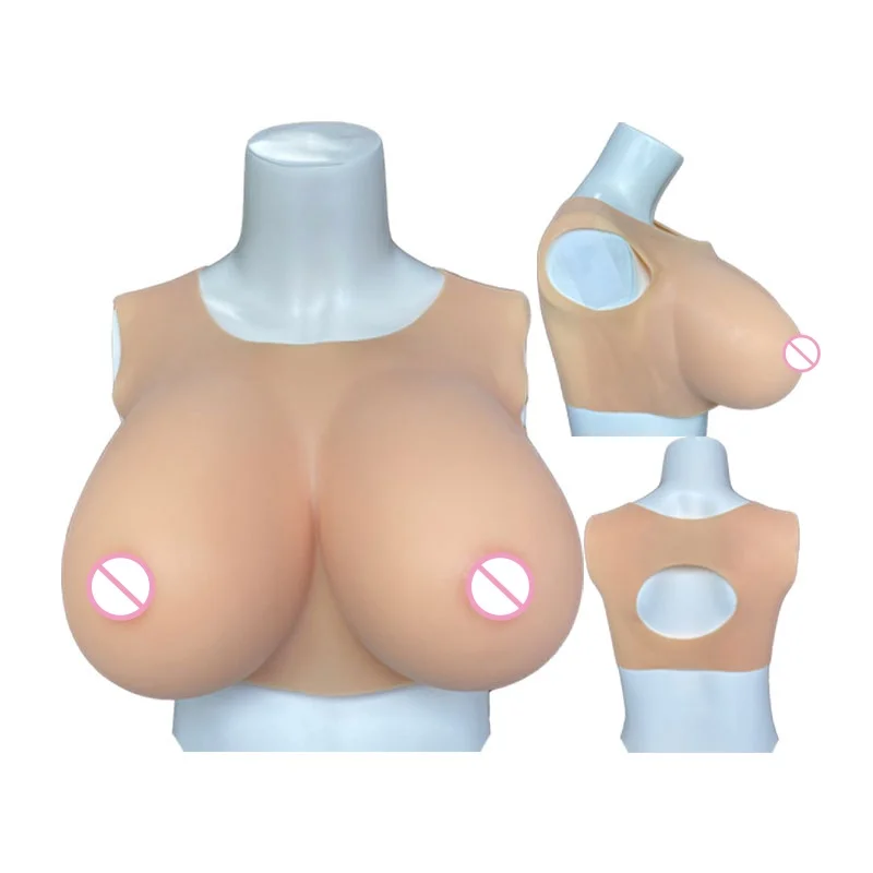 Huge Plump Silicone Breast Forms with Realistic Nipple Areola for Transgender Crossdressing Soft Shake Enhance Chest Fake Boobs