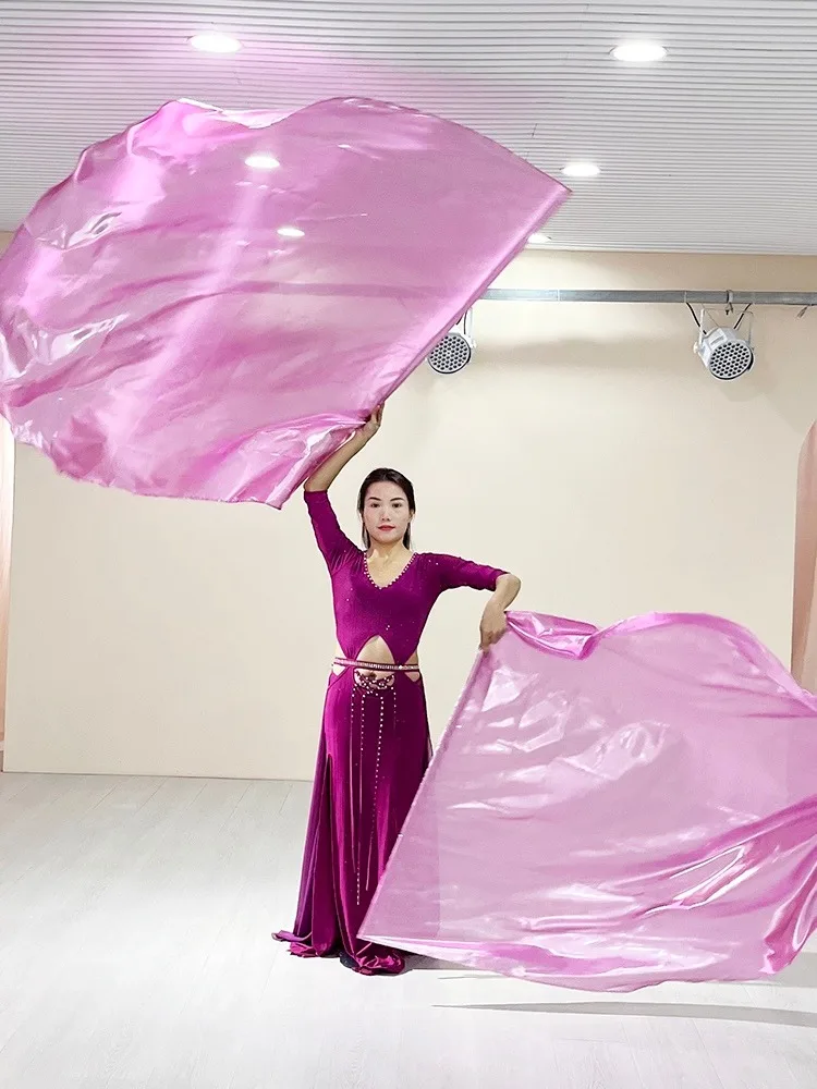 Mão adoração anjo isis asa semicírculo banner metálico louvor bandeira com haste macio dança do ventre traje mão adereços evangelismo