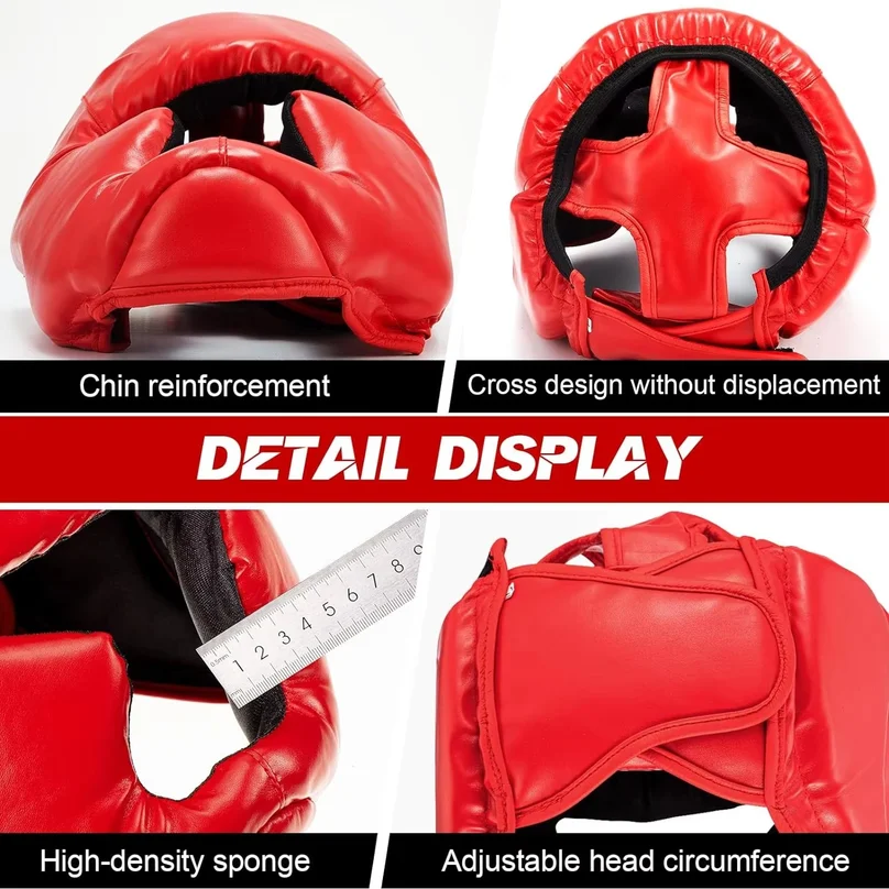 Full-covered Pu Boxing Helmet Kids Adults Muay Thai Training Sparring Boxing Headgear Gym Equipment Taekwondo Head Guard