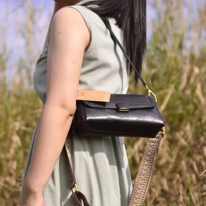 AETOO Niche خمر الخضار المدبوغة جلد البقر ركاب الإبط الرغيف الفرنسي الجلود كل شيء أنيق حقيبة كروس بكتف واحد f #2