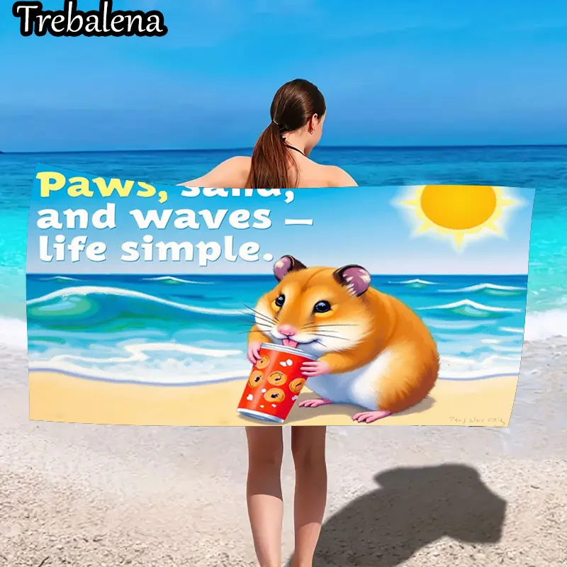 

30*60inch Ultra-Soft Beach Towel with Hamster Beach Fun Simple Life Towel