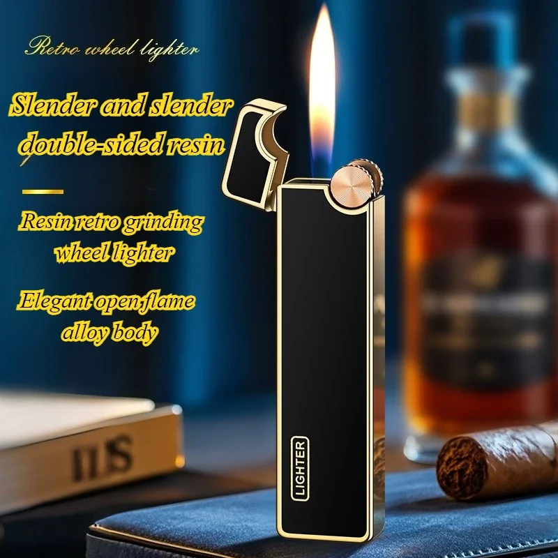 

2 шт., тонкая полоса из смолы, ультратонкий металлический надувной шлифовальный круг с открытым пламенем, зажигалка с низкой клавишей и значимая